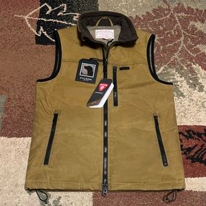 Filson Tin Cloth Primaloft Gold Work Field Vest ~ Dark Tan ~ Mens Small ~ NWT